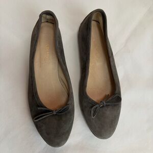 De Marco Suede Leather Made In Italy Ballet Flat Shoes Gray 39 8.5
